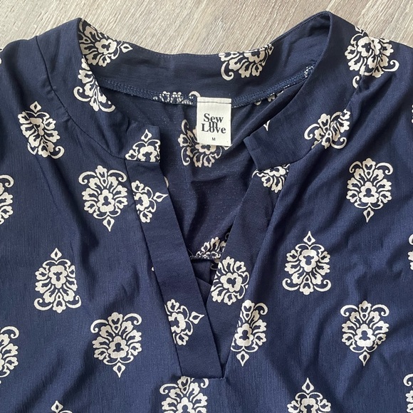 Sew in Love Medium Half Sleeve Navy Blue Flowy Women’s Dress - Picture 4 of 5